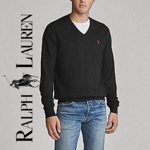 Polo By Ralph Lauren Black Pima Cotton Long Sleeve Pullover Sweater Sz L